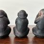 Vintage See No Evil Hear No Evil Speak No Evil Monkey Figurines  Hand-Carved Set of 3 Image 3