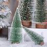 10 Pcs Artificial Frosted Sisal Trees Bottle Brush Trees with Wood Base Artificial Frosted Sisal Trees DIY Crafts Mini Pine Tree Christmas Miniature Ornaments for Xmas Home (FREE POSTAGE) Image 3