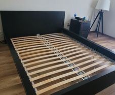 IKEA Malm Queen Size Bed Frame in Black-Brown with Under-Bed Storage Drawer