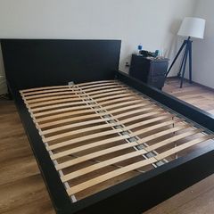 IKEA Malm Queen Size Bed Frame in Black-Brown with Under-Bed Storage Drawer