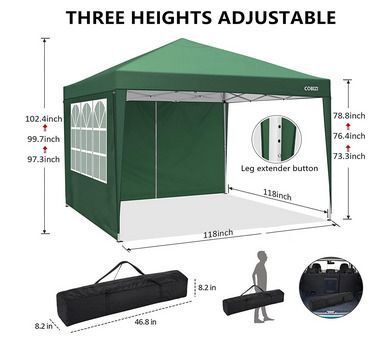 3 x 3 m Waterproof Popup Flat Gazebo with 4 Side Panels