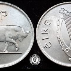 [#437] - Ireland 1978 | Irish 5p | Five Pence | Bull | KM.22 | UNC