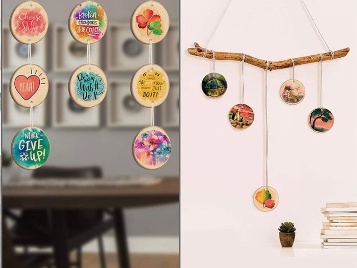Unfinished Natural Wood Slices (50 Pack) - 3-5cm Diameter & 5mm Thick - Predrilled Holes & 10m of Jute Twine - Small Rustic Wooden Log Discs with Bark & Smooth Finish - For Crafts & Decorations (FREE POSTAGE)