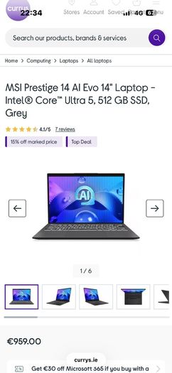 MSI Prestige 14 AI Evo 14" Laptop