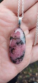 Rhodocrosite pendant on silver chain