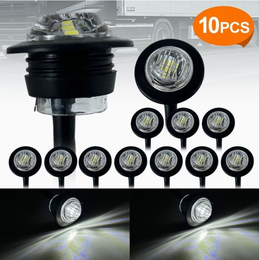 10pcs of 3/4-inch Bullet-style Round LED Side Marker Lights, Suitable for 12V- 24V Trailers, Trucks,