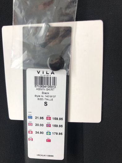 Vila High Waisted black skirt size small New
