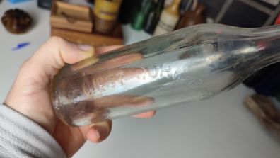 130 - Vintage West Cork Bottling Company Bandon Mineral Water Bottle Embossed Letters Clear Glass