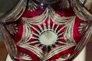 Beautiful large Ruby coloured cut lead crystal bowl