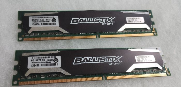 2 x Ballistix Sport 2GB Ram (26152)
