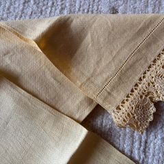 Two Vintage Yellow Traycloths/Mats