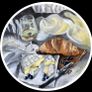 Original Acrylic Painting Art Breakfast Food Elegant Circle Round Canvas Image 3