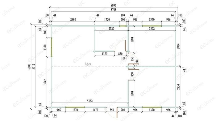 Ecohome Log Cabins 2 Bed A 9m x 6m Modular Home