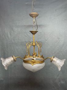 FLASH SALE ! Was 450 now 350 ! Beautiful Antique Art Deco Three Branch French Chandelier.