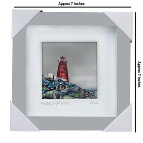 Poolbeg Lighthouse from the rocks, framed print by Helen Mathews