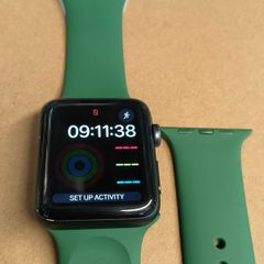 APPLE Watch Series 3 GPS LTE (Cellular) A1891- 42MM Black Aluminum Case with Green Band