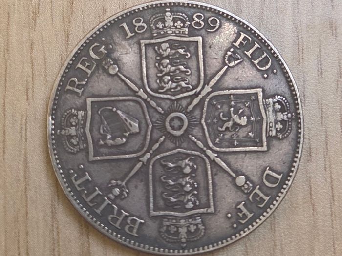 1889 Victoria Double Florin Jubilee Head silver