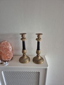 French Empire-style gilt bronze and black-painted (or ebonized) candlesticks
