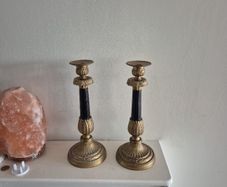 French Empire-style gilt bronze and black-painted (or ebonized) candlesticks