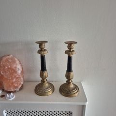 French Empire-style gilt bronze and black-painted (or ebonized) candlesticks