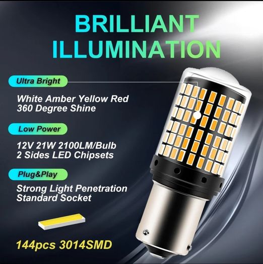 2pcs  PY21W LED Bulbs 144smd CanBus Turn Signal Light