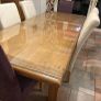 Solid oak 6ft extendable table with glass top and Image 3