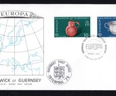 1976 Guernsey Europa Handcrafts Commemorative Stamps Addressed First Day Cover (FDC).
