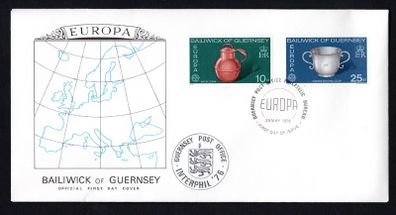 1976 Guernsey Europa Handcrafts Commemorative Stamps Addressed First Day Cover (FDC).