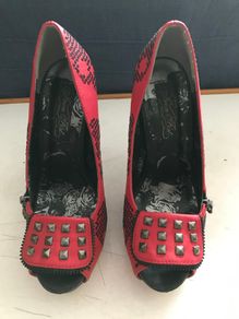 Pre-loved 'Iron Fist'Red/Black Sequins Platform Stiletto Shoes