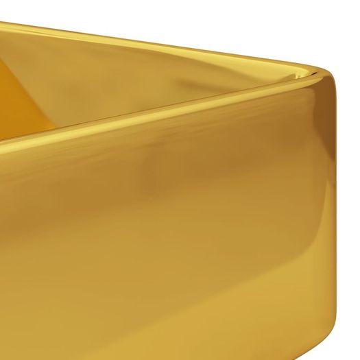 Wash Basin with Faucet Hole 48x37x13.5 cm Ceramic Gold
