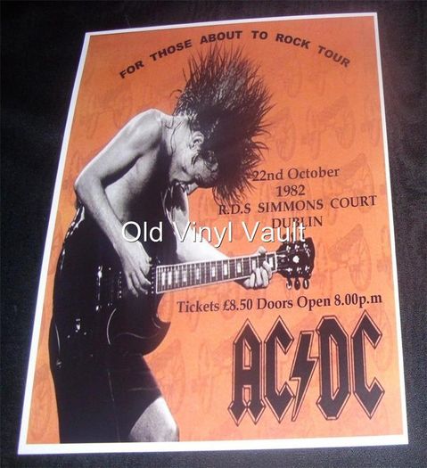 AC/DC concert poster R.D.S Simmons Court Dublin 1982 New A3 size repro