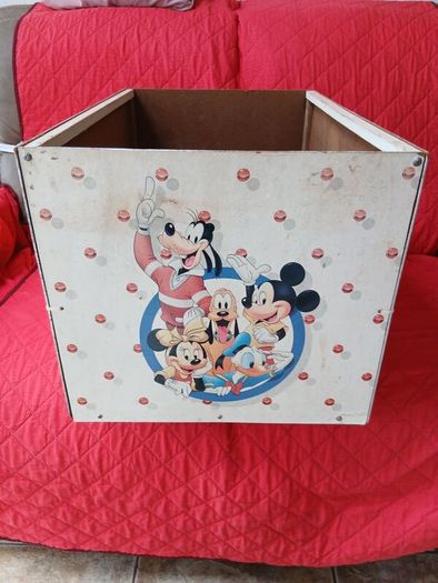 Vintage American Toy Mickey Mouse Wooden Toy Chest / Storage Box