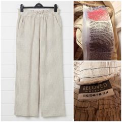 Linen wide leg trousers by beloved woman chic pinstripe sophisticated cream