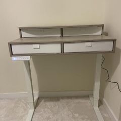 Standing Desk with Fabric Drawers, 100x60cm, Natural