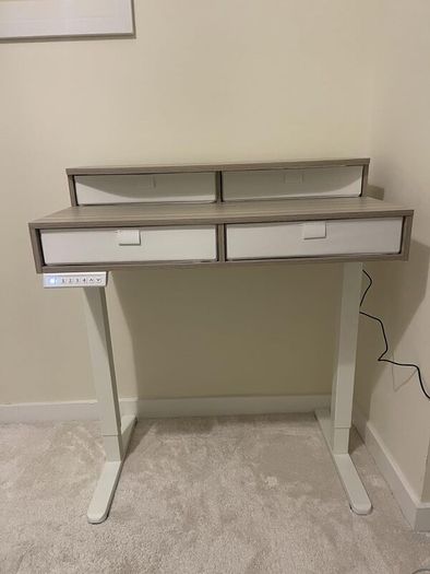 Standing Desk with Fabric Drawers, 100x60cm, Natural