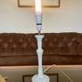 Tall Candlestick Style Table Lamp Base with an Antique White Fluted Design Image 2