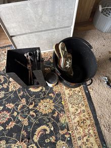fireplace cleaning and coal bucket