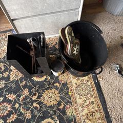 fireplace cleaning and coal bucket