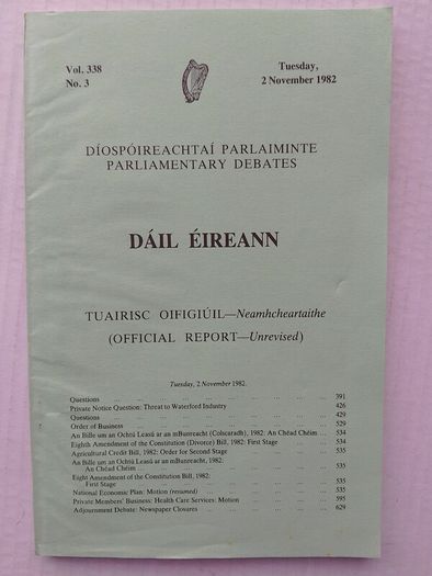 Dail Eireann Parliamentary Debates