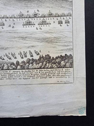 3 Matthaus Merian Antique Battle Engravings  17th Century Framed Set