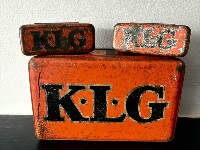 3 x Vintage KLG Spark Plug Tins