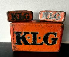 3 x Vintage KLG Spark Plug Tins