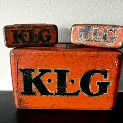 3 x Vintage KLG Spark Plug Tins