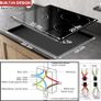 Ceramic Hob, 4 Zone Built-in Electric Hob 60cm, Ceramic Cooktop with Touch Control, 6600W, 9 Power Levels, Dual Ring Zone, Oval Zone, Timer, Child Lock, for All Pots, Hard Wired, without Plug Image 2