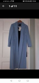 ZARA long blue belted coat XL BNWT