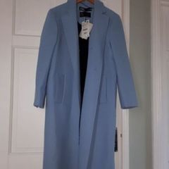 ZARA long blue belted coat XL BNWT