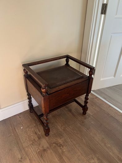 Antique Victorian Oak Piano Stool
