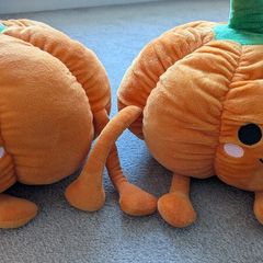 Two Halloween pumpkins soft toys