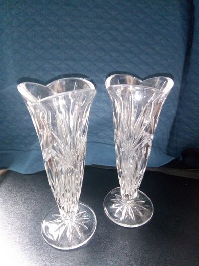 Pair cut glass vases
