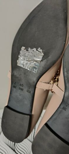 Beige ballet flats with gold chain size 7